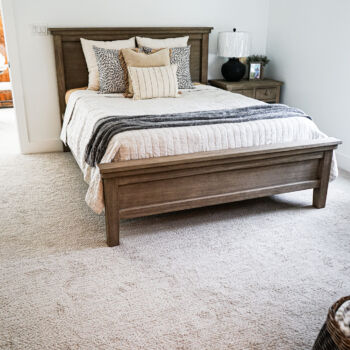 Carpeted bedroom. Carpet installed by GWH Flooring store
