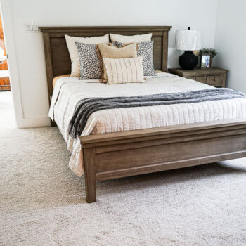 Carpeted bedroom. Carpet installed by GWH Flooring store